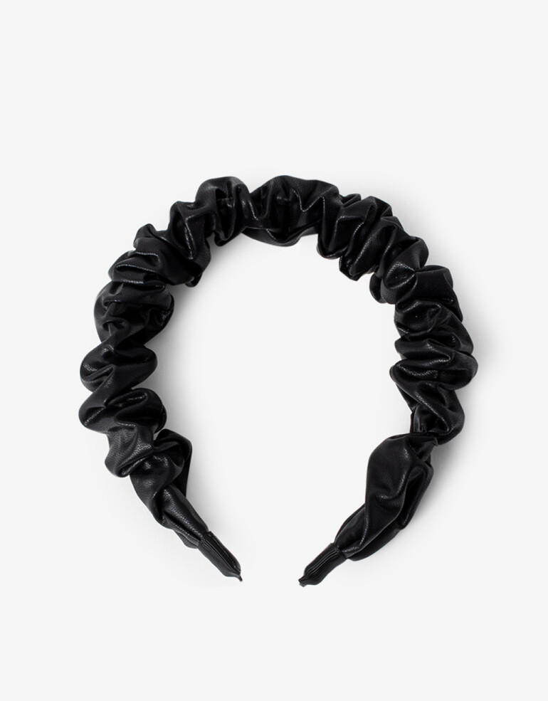 Vinchas Rígidas PU Vincha Rígida Con Frunces - Negro