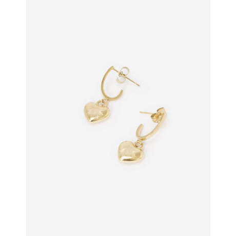 Argollas De Acero Dije Corazón Dorado
