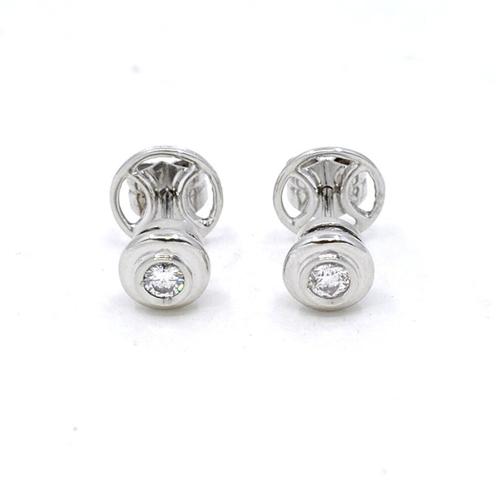 Caravanas En Oro 18K Blanco Y Brillantes Caravanas En Oro 18K Blanco Y Brillantes