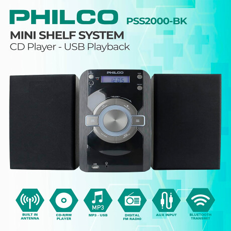 Micro Sistema Philco Pss2000-bk 15w Estéreo BT FM CD MP3 001