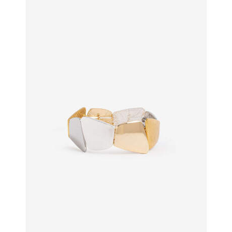 Pulsera Elástica Piezas Metal Dorado Oro Cepillado Mate