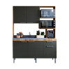 Mueble Cocina Compacta Hera Con Mesada Color Nogal Y Grafito Mueble Cocina Compacta Hera Con Mesada Color Nogal Y Grafito