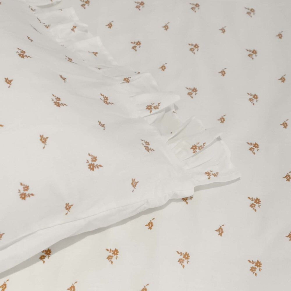 JGO SÁBANAS ALGODON NATURAL-BEIGE FLOR