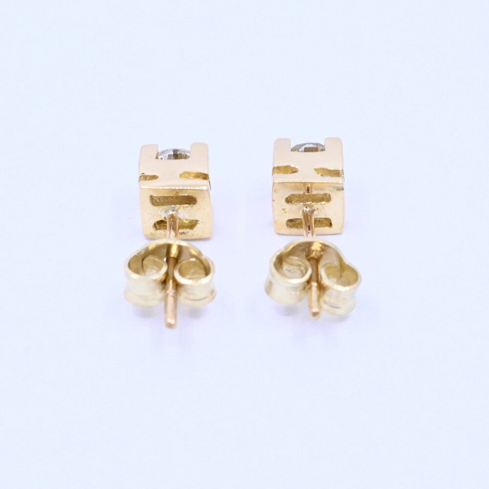 Caravanas oro 18k amarillo engarce 4 puntas con brillantes Caravanas oro 18k amarillo engarce 4 puntas con brillantes