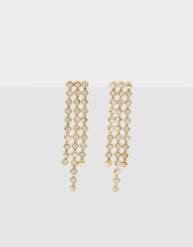 Aros Colgantes Largos Con strass Aros Colgantes Largos Con Strass - Dorado