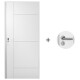 Puerta Desarmada Interior en MDF con Marco y Cerradura Lumax Blanca Lisa Diseño Ankara Herraje Plateado
