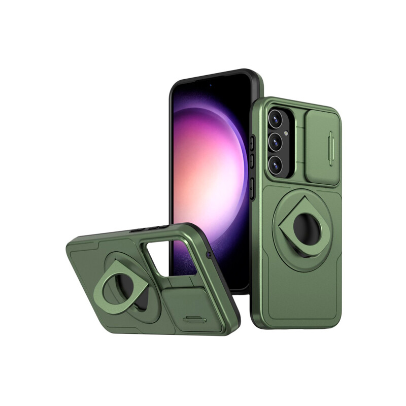 Protector Samsung Galaxy S23 FE con cubre cámara y anillo color verde Protector Samsung Galaxy S23 Fe Con Cubre Cámara Y Anillo Color Verde