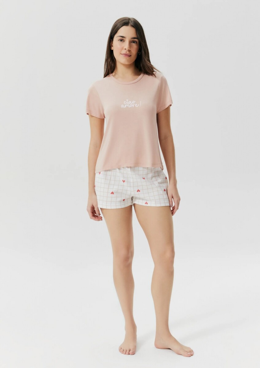 PIJAMA ESTAMPADO CON SHORT - ROSA 