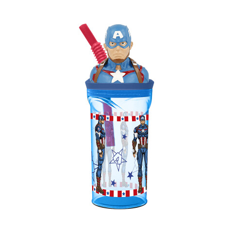Vaso Alto con Forma 3D Capitán América 360ml AZUL
