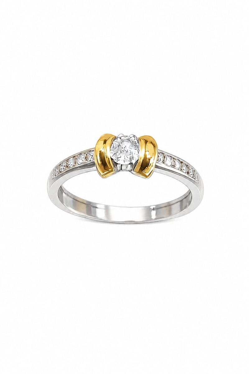 Anillo plata y oro con zirconias 