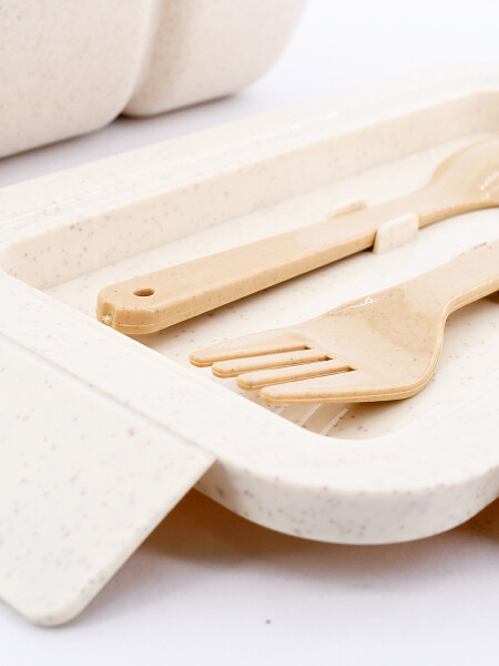 CONTENEDOR CON CUBIERTOS BEIGE