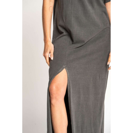 Vestido Maxi Tajo Gris Oscuro