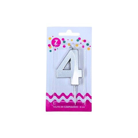 Vela 3D Plata N°4 Vela 3D Plata N°4