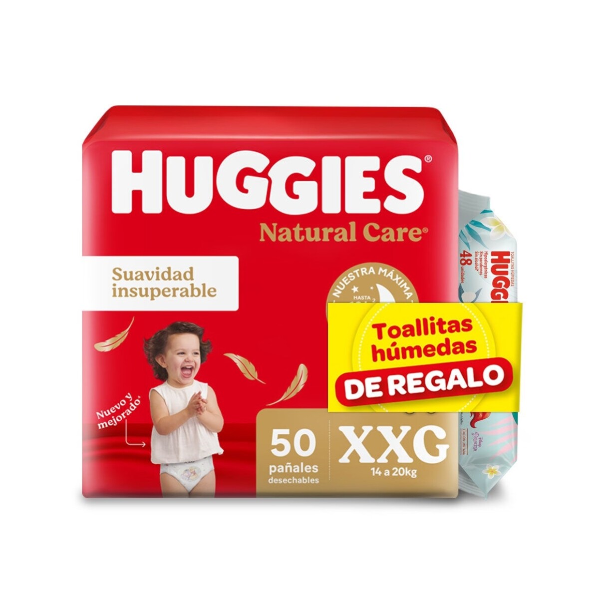 PAÑALES HUGGIES SUPREME XXG X 50 +TOALLITAS HUMEDAS 