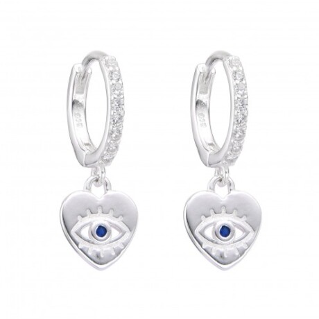 Par de aros de plata 925 con circonias y dije colgante. Par de aros de plata 925 con circonias y dije colgante.