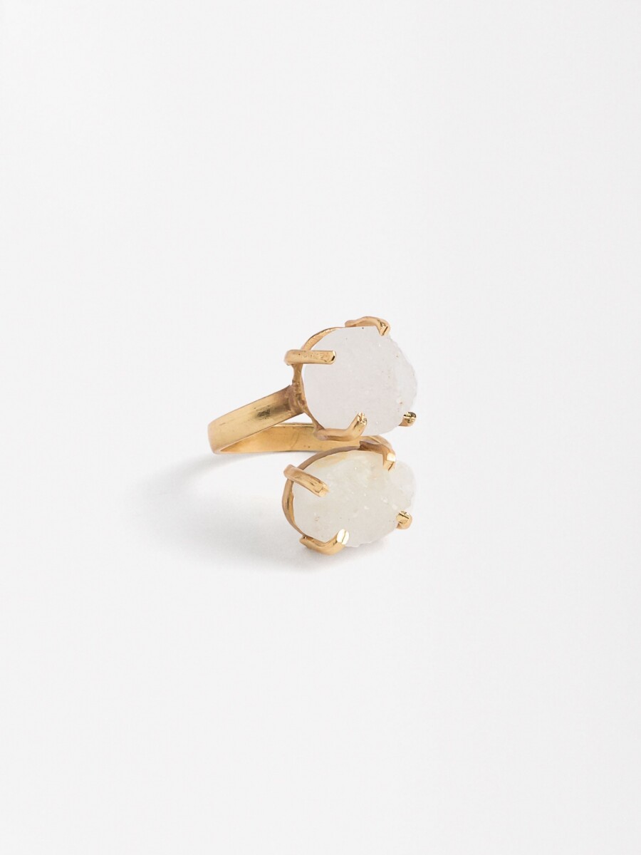 Anillo Cruzado Con Piedras rosa