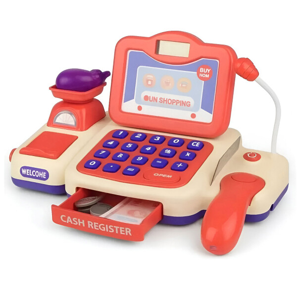 Caja Registradora Infantil Juguete C/ Sonido y Accesorios Color Rosa