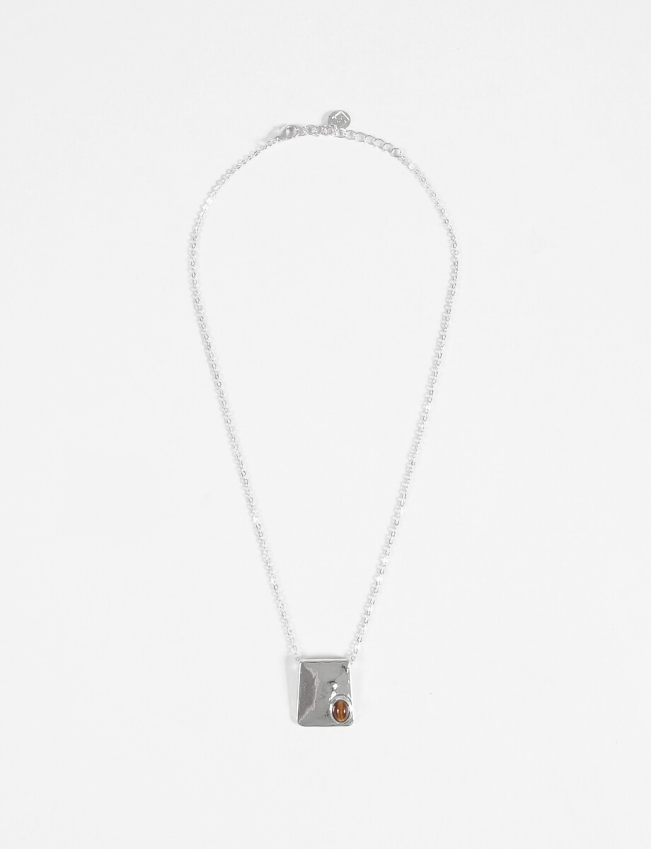 Collar geometric piedra - plateado 