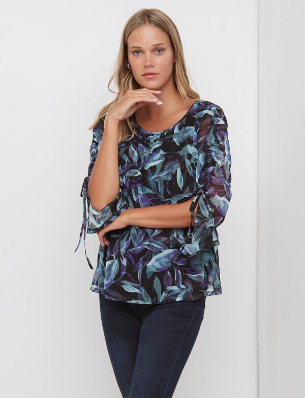 Blusa Tul Print MULTI/NEGRO