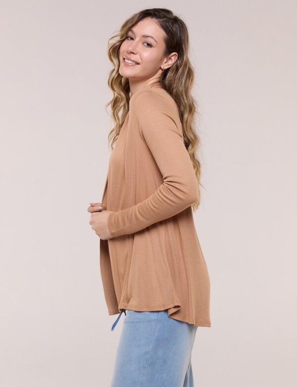 Cardigan De Punto Acanalado TOSTADO