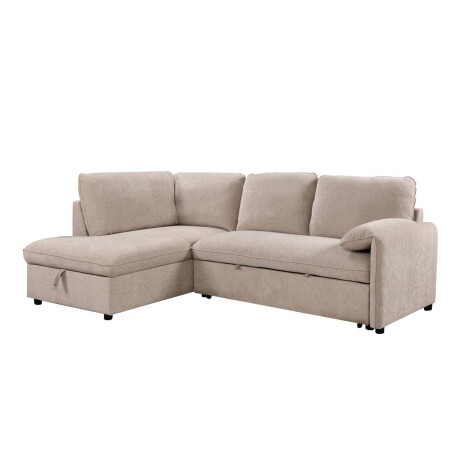Rinconera cama Cosmo (c/baúl) - Tela Microfibra - Chaise izquierdo 120 (Beige)