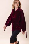 Camisa Balloon Velvet Bordo