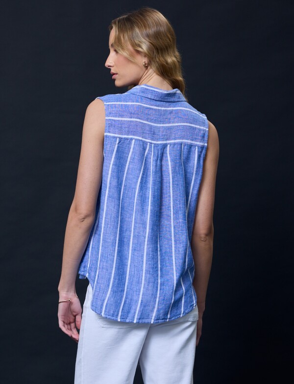 Camisa Lino AZUL/BLANCO