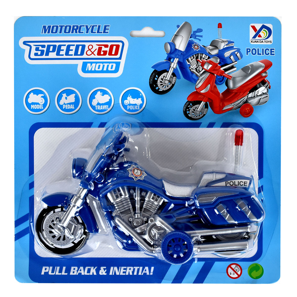 Moto de policía azul 