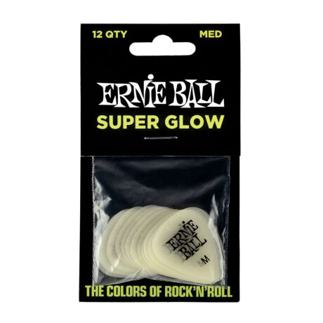 Pack Pua Guitarra Ernie Ball Cellulose Medium Super Glow 12pcs
