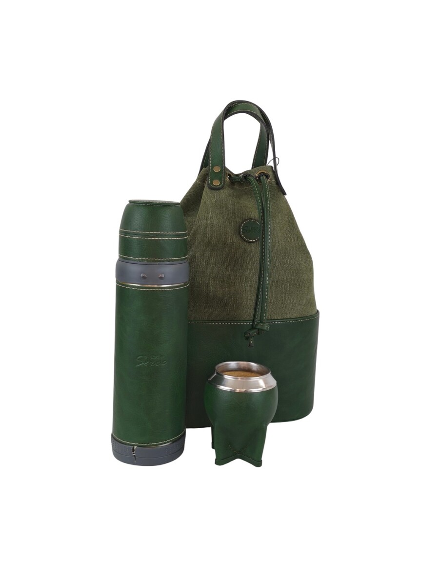 Set de matera bolso con termo de litro y mate - Verde 