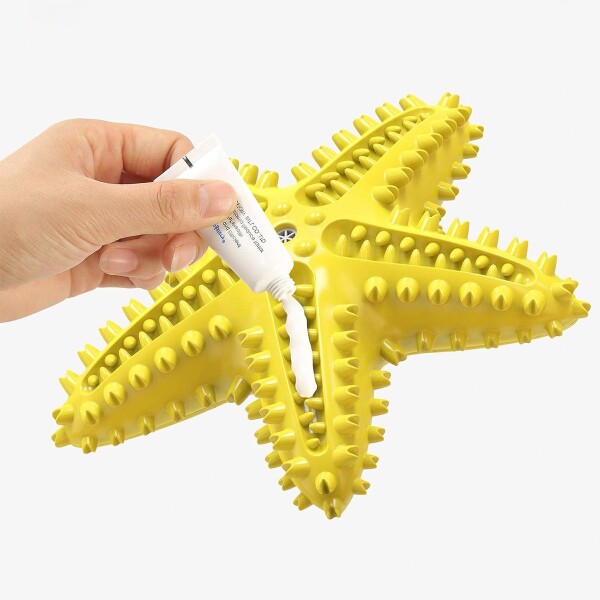 Juguete Perro Dental Morder Higiene Estrella Marina Flotante Color Variante Amarillo