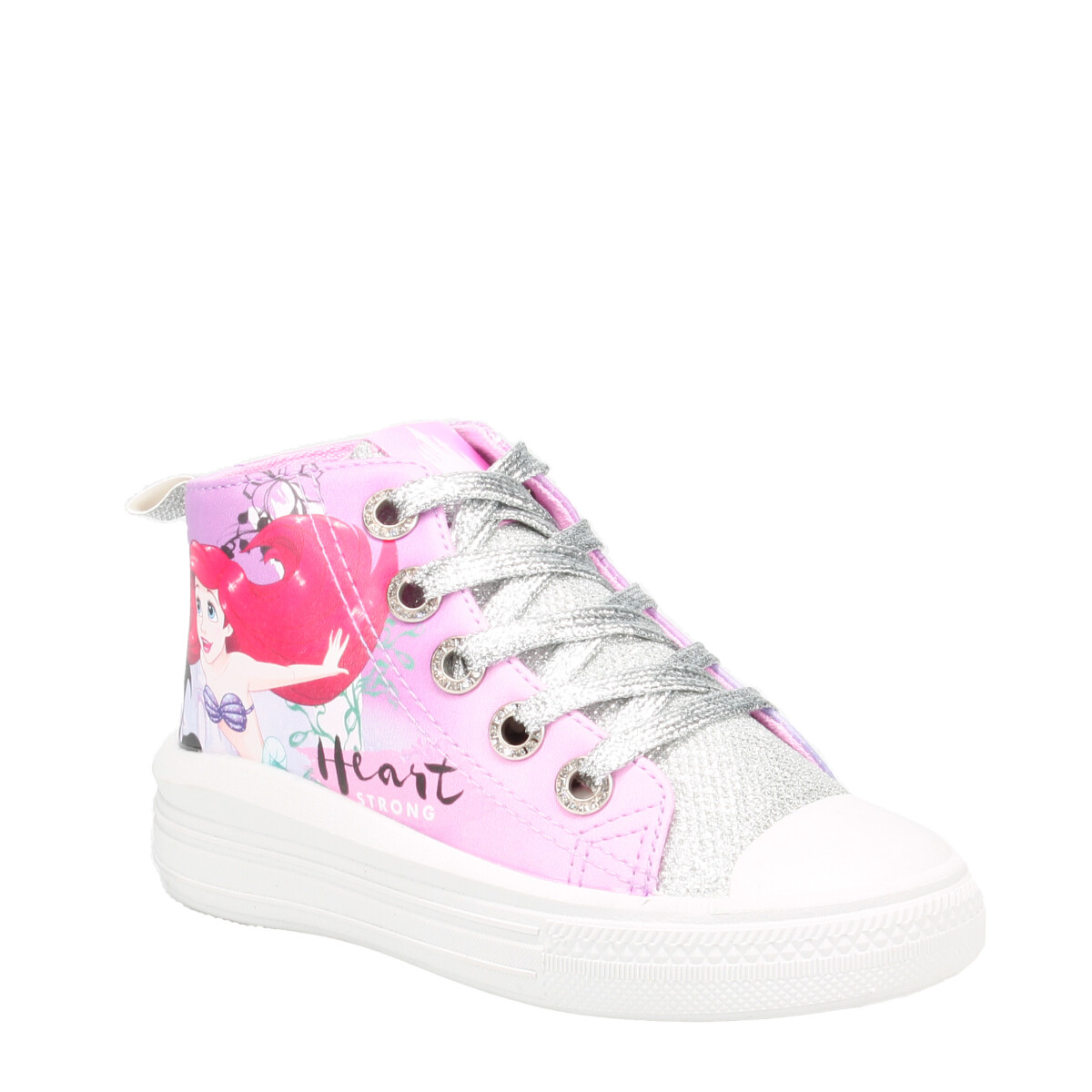 Championes Infantiles Disney Bota Princesa Heart Plataforma - Rosado - Violeta - Plateado 