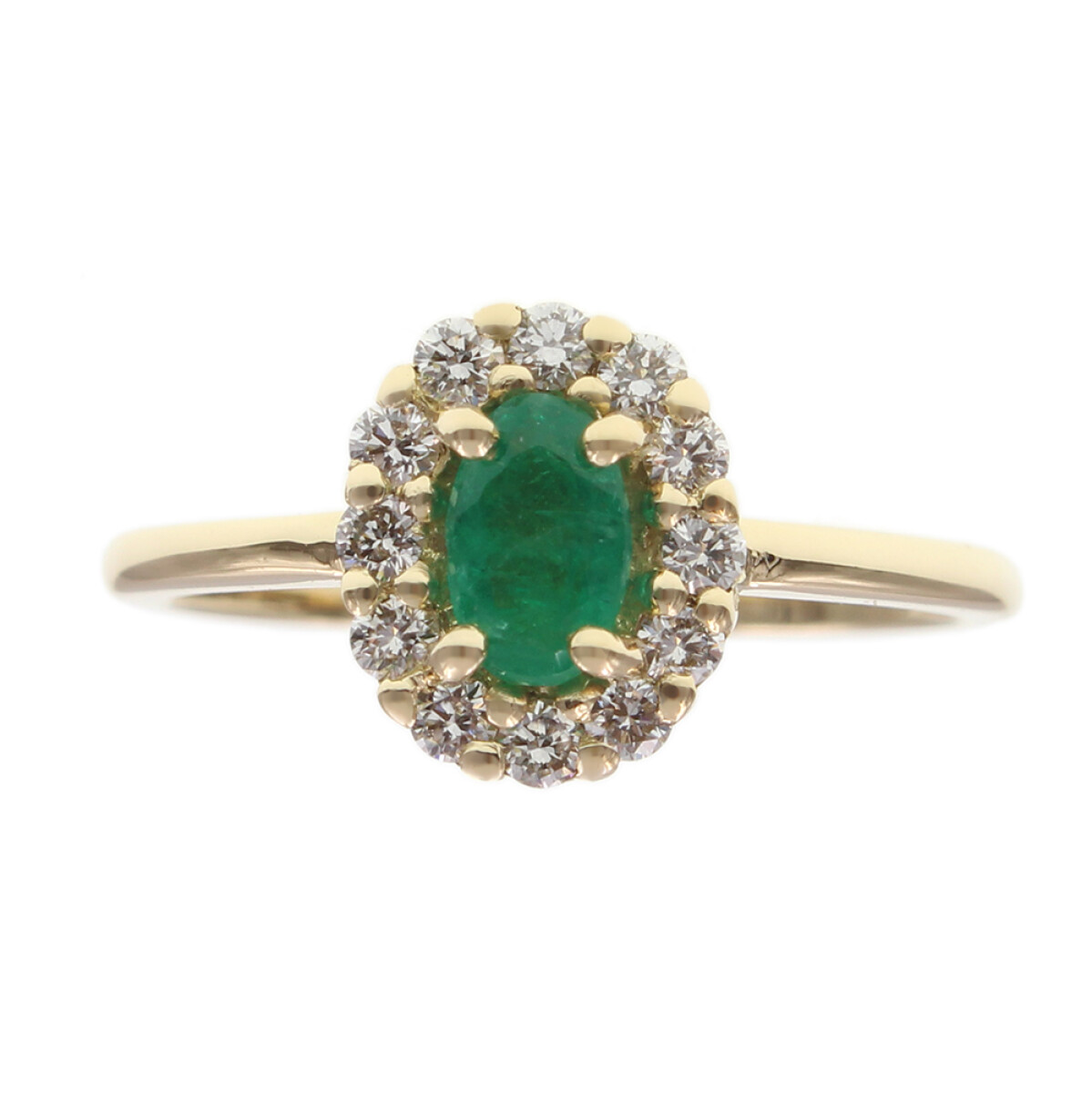 Anillo Diana en oro amarillo 18k con brillantes y esmeraldas 