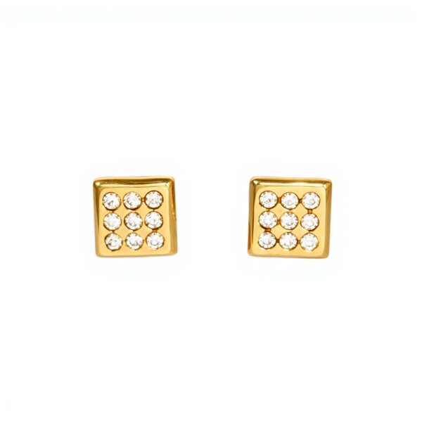 Caravanas Panel oro - Oro bajo - Zirconia- CA8075 conpiedra