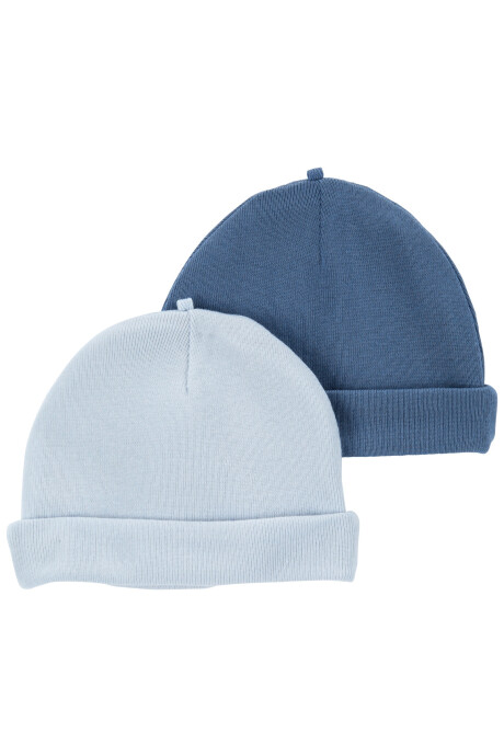 Pack dos gorros de poliéster, azules Pack dos gorros de poliéster, azules