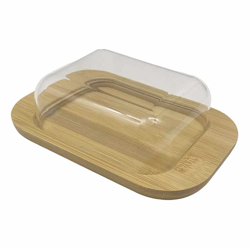 Mantequera con Tapa de Acrílico Transparente y Base de Bambú Mantequera con Tapa de Acrílico Transparente y Base de Bambú