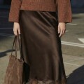 Imagen de Falda Midi Satinada - Chocolate