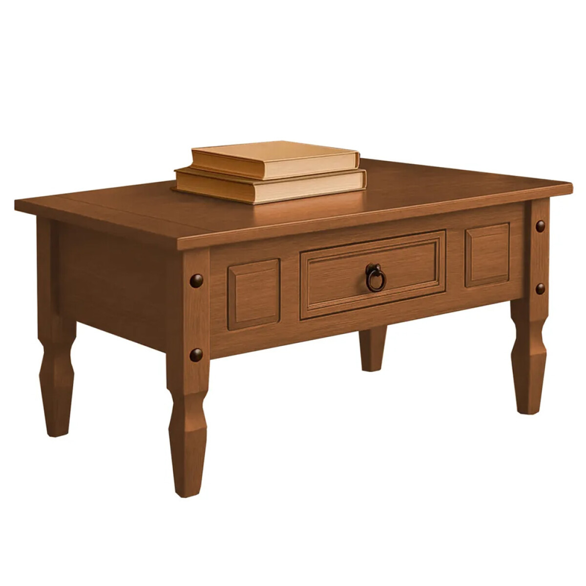 MESA RATONA LIVING DE CENTRO CON CAJÓN EN MADERA MACIZA - LÍNEA MEXICANA - MARRÓN 