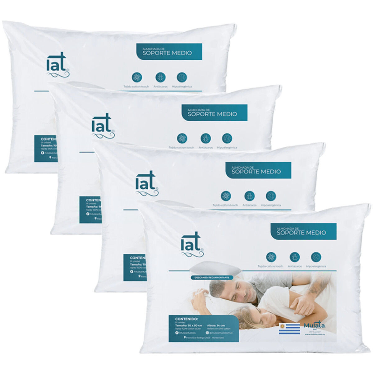 Pack de 4 Almohadas LAT 70 x 50 cm 