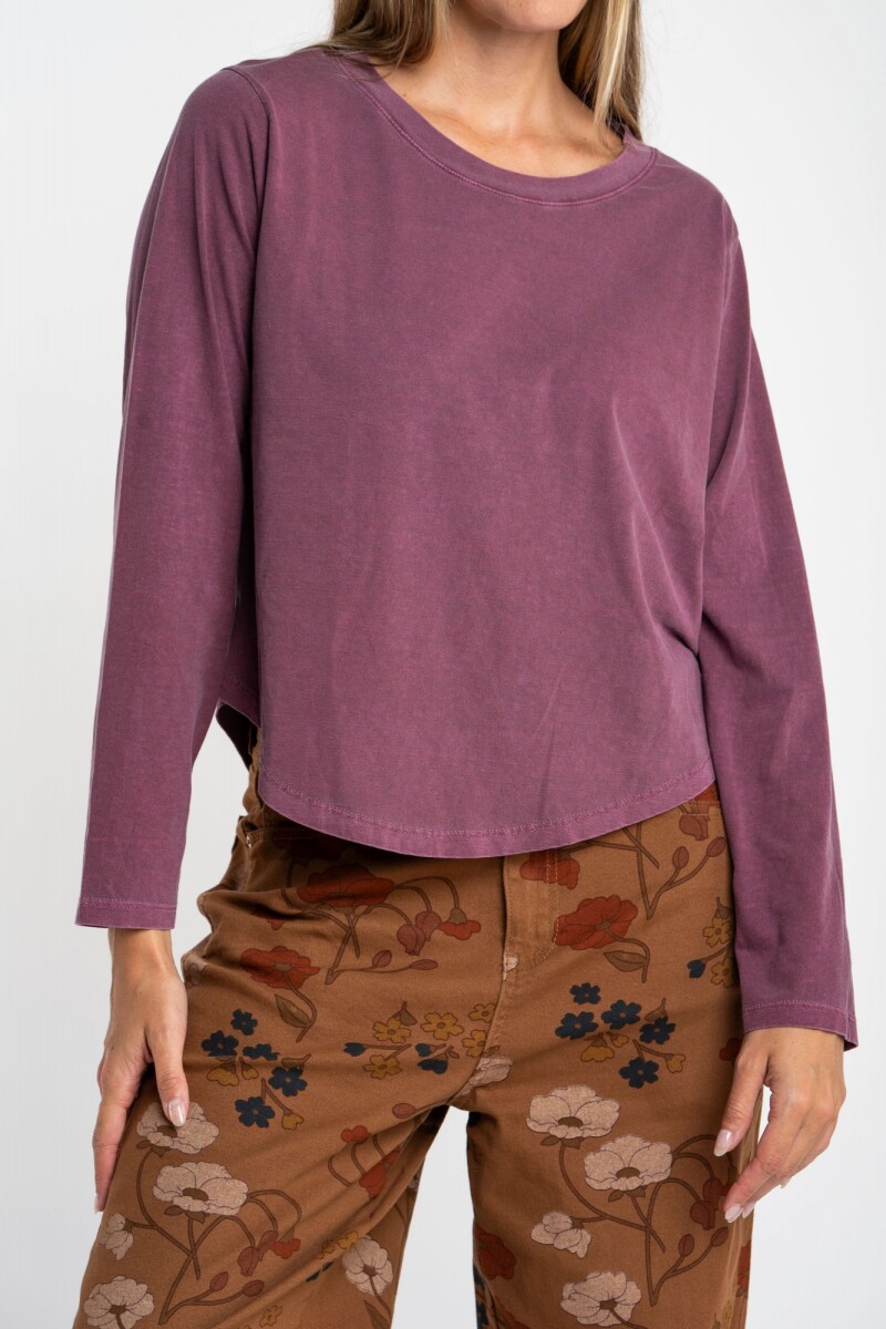 Remera Algodon Lavado Burdeos