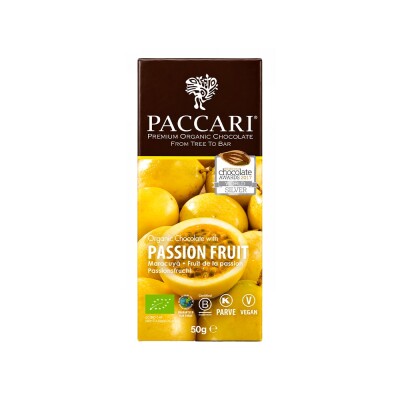 Chocolate Orgánico Maracuyá 60% Cacao 50 g Paccari Chocolate Peccari Org Maracuya
