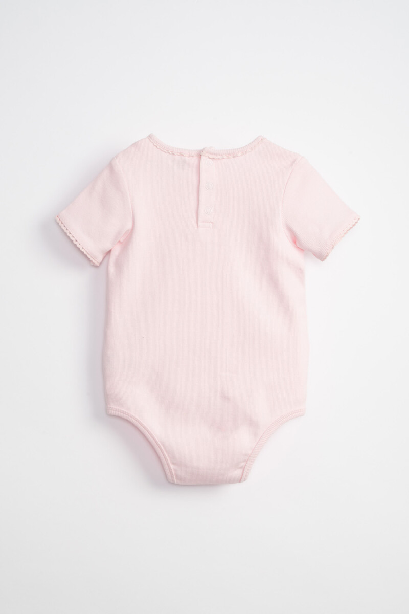 Body manga corta rib Rosa