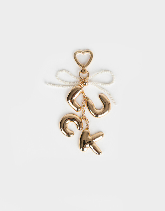 Llavero Metal Llavero Y Charm De Letras Bubble - Dorado