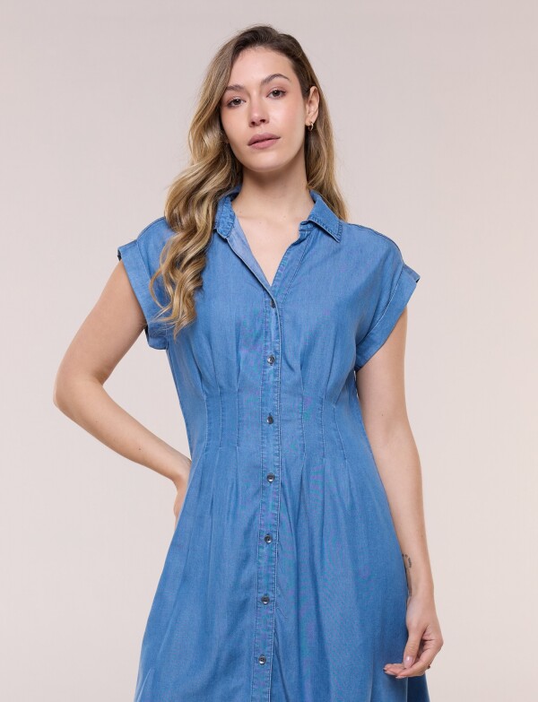 Vestido Camisero Entallado Denim JEAN