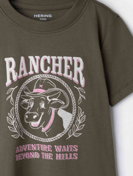 CAMISETA BÁSICA INFANTIL CON ESTAMPA VERDE