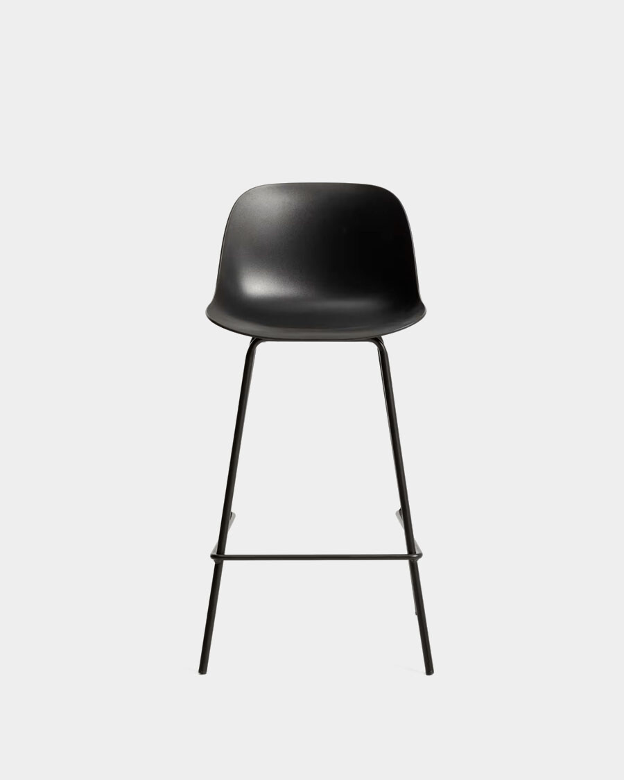 Taburete Altea negro y patas de acero con acabado negro 65 cm