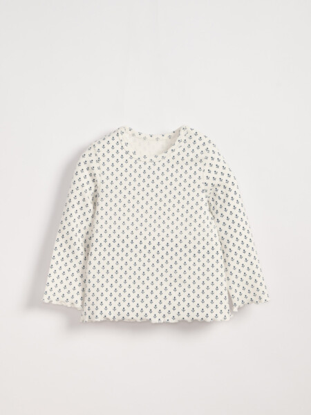 Remera rib Flores Blanco