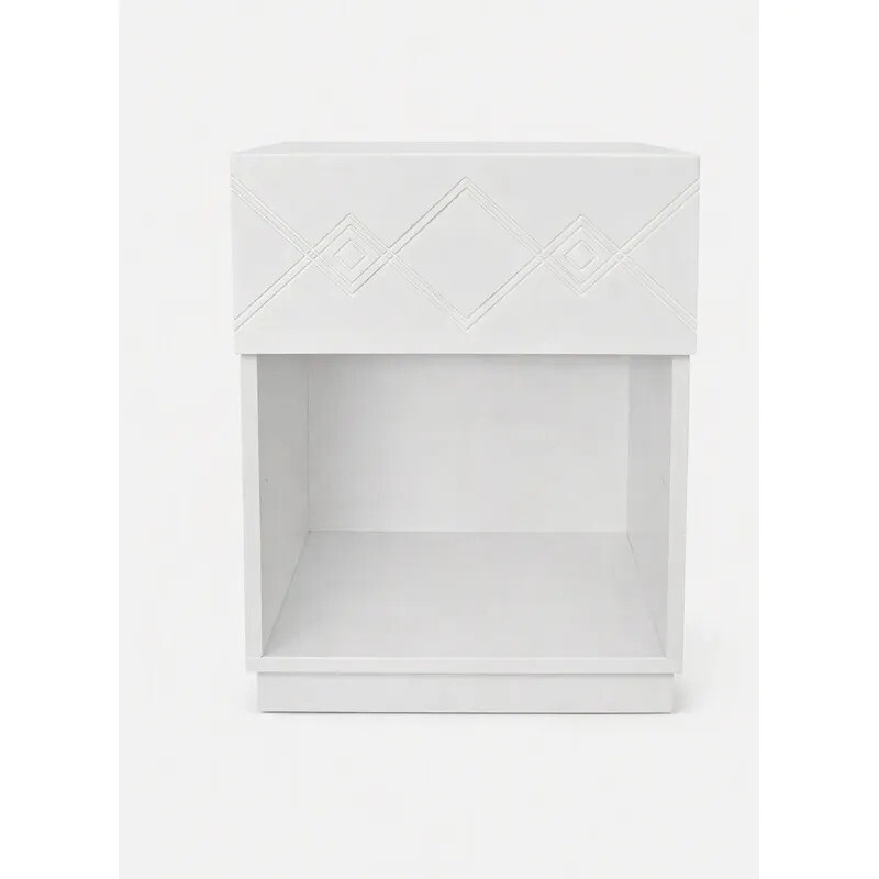 Mesa de luz blanca con 1 cajón - MERCADERIA CON DETALLES Mesa de luz blanca con 1 cajón - MERCADERIA CON DETALLES