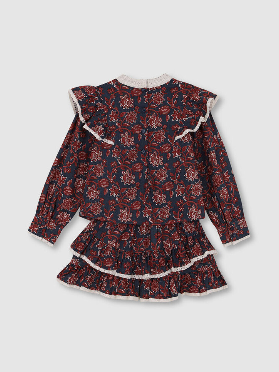 Vestido Estampado De Flores Petroleo