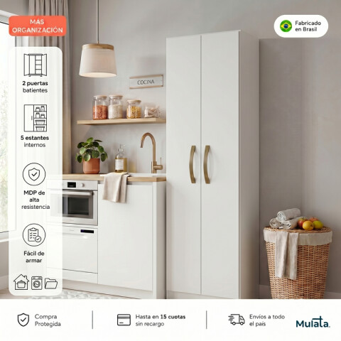 Mueble Multiusos Organizador de 5 Estantes con 2 Puertas - 170x 45,5 x 28,5 cm - Blanco Mueble Multiusos Organizador de 5 Estantes con 2 Puertas - 170x 45,5 x 28,5 cm - Blanco